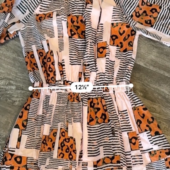 BURU Mini Dress Leopard Print‎ Long Sleeve Elastic Waist Pink Womens M Cotton - Picture 8 of 8